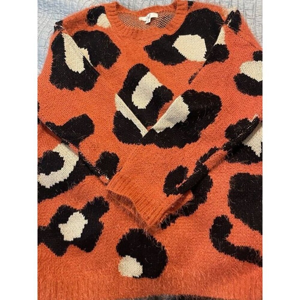 Easel Orange Fuzzy Leopard Print Super Soft Overs… - image 6